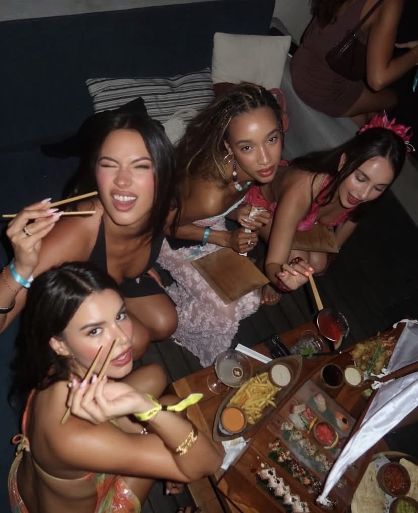 A shared table of food